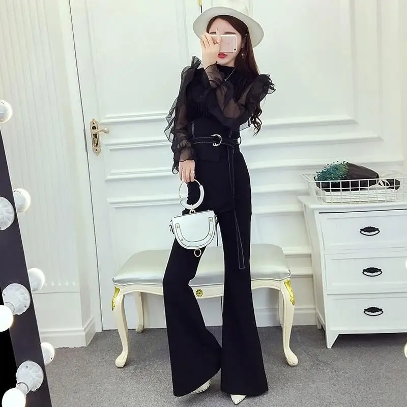 Piezas Conjunto Mujer 2 Clothes Summer Women Spring Slim Fit Flared Korean Chiffon Uzun Tops And Pants Trousers Two Pieces Set Piezas Conjunto Mujer 2 Clothes Summer Women Spring Slim Fit Flared Korean Chiffon Uzun Tops And Pants Trousers Two Pieces Set