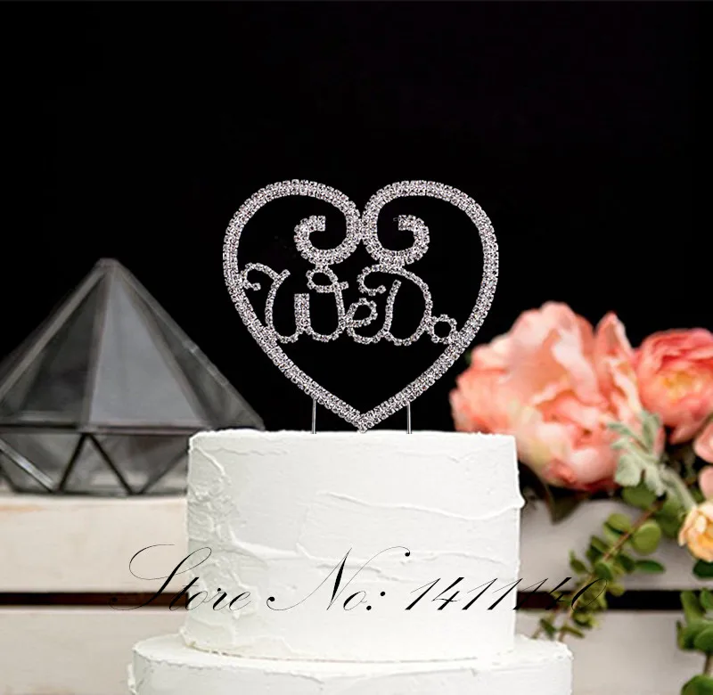 

Love Heart Shape " We Do" Diamond Rhinestones Cake Topper for Wedding Cake Decoration Supplies free shipppping