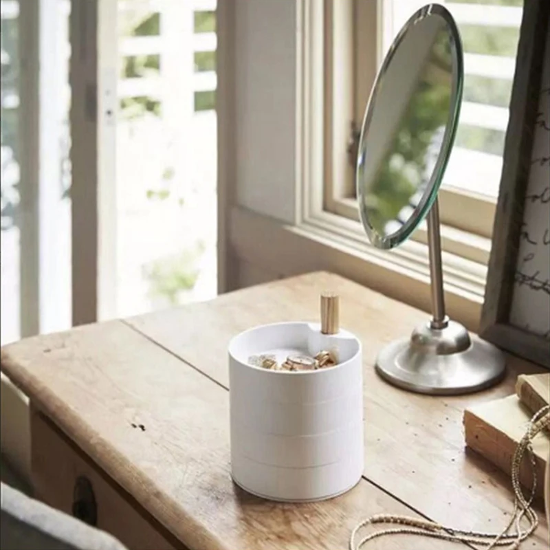 Nordic rotating desktop jewelry box creative multi-layer necklace ring earring bracelet boxes simple storage box