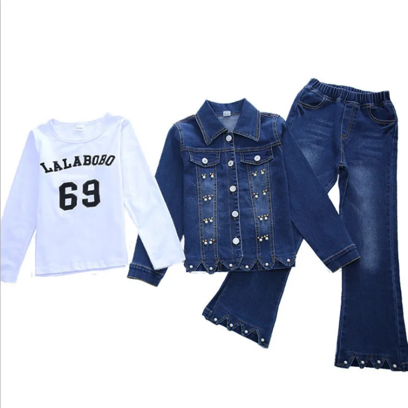 

Children's clothing girls spring suit 2018 new children's denim suit three-piece spring and autumn girls clothes tide