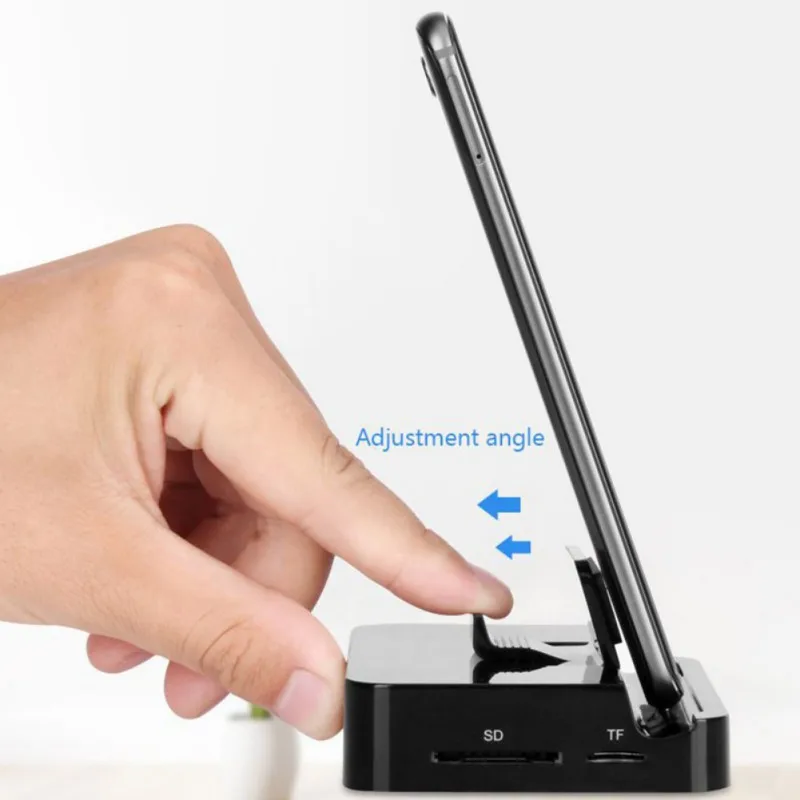  Adjustable USB Type C Phone Stand HUB Docking Station HDMI USB3.0 SD/TF Card Reader Power Adapte Fo