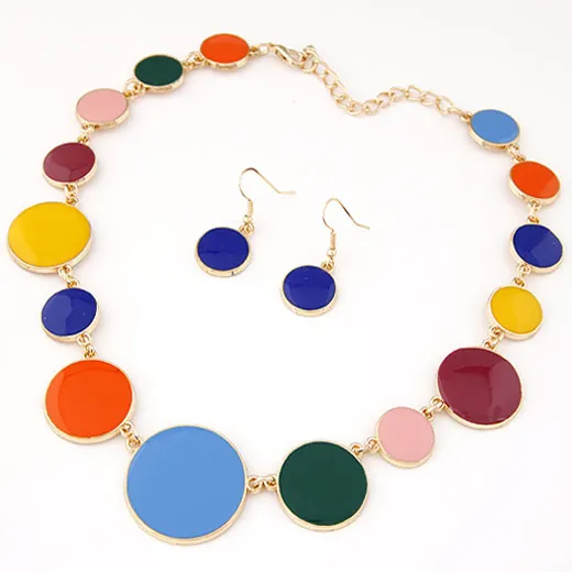 Модное эффектное ожерелье Красочные эмалевые наклейки круглый ошейник для женщин ювелирные изделия подарок - Окраска металла: multi