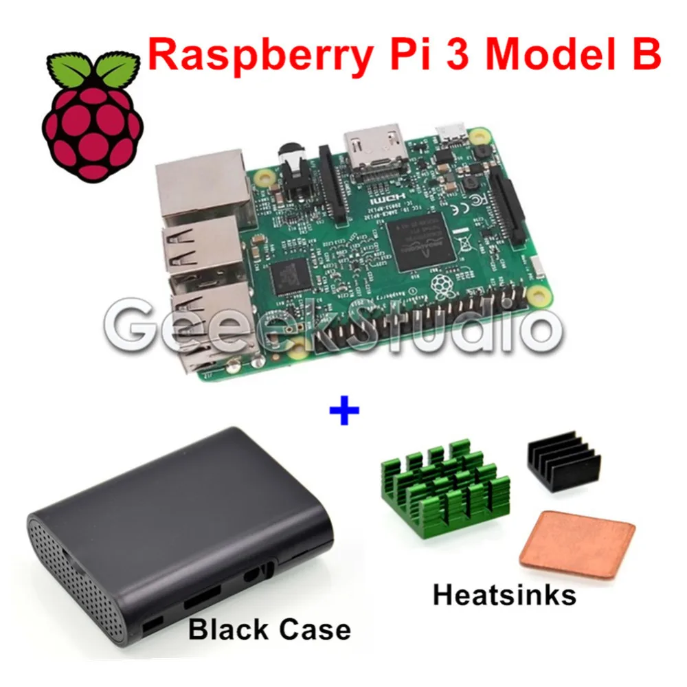 

Raspberry Pi 3 Model B 1.2GHz 1GB RAM WiFi & Bluetooth + Aluminum & Copper Heatsinks + ABS Black Case