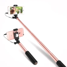 Aluminum Selfie Stick with Mirror Portable Monopod Wired Stretchable Selfie Stick For Smart Phone