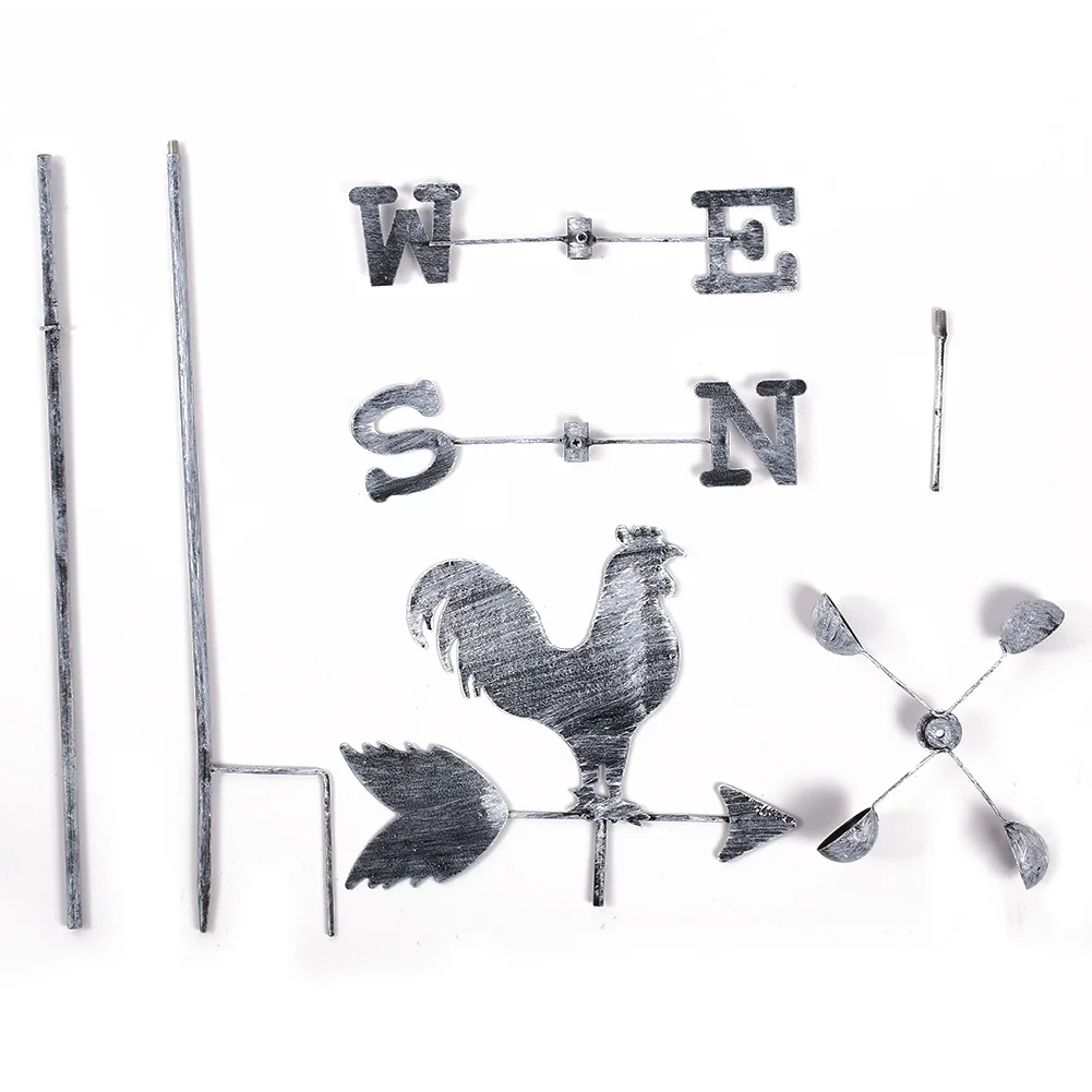 Wind Speed Spinner Weather Vane Original Metal Rooster Support