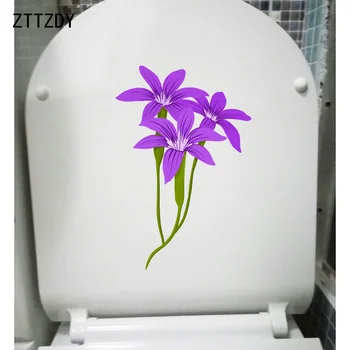 

ZTTZDY 15.2*23CM Purple Flowers Creative WC Toilet Seat Stickers Modern Art Rooms Wall Decal T2-0271