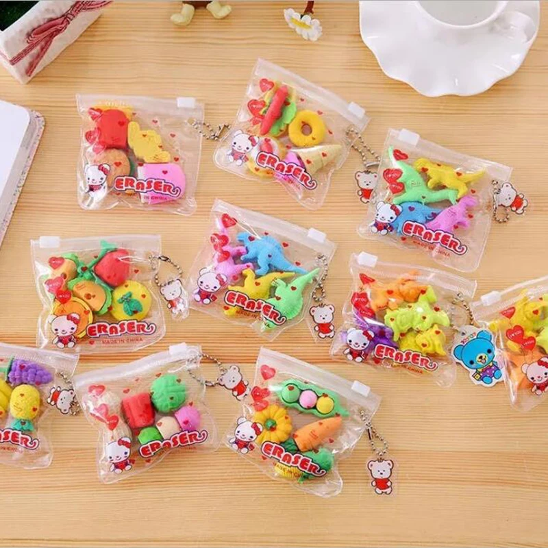 1 компл. Новый милый креативный ластик с маленькими животными овощами фруктами