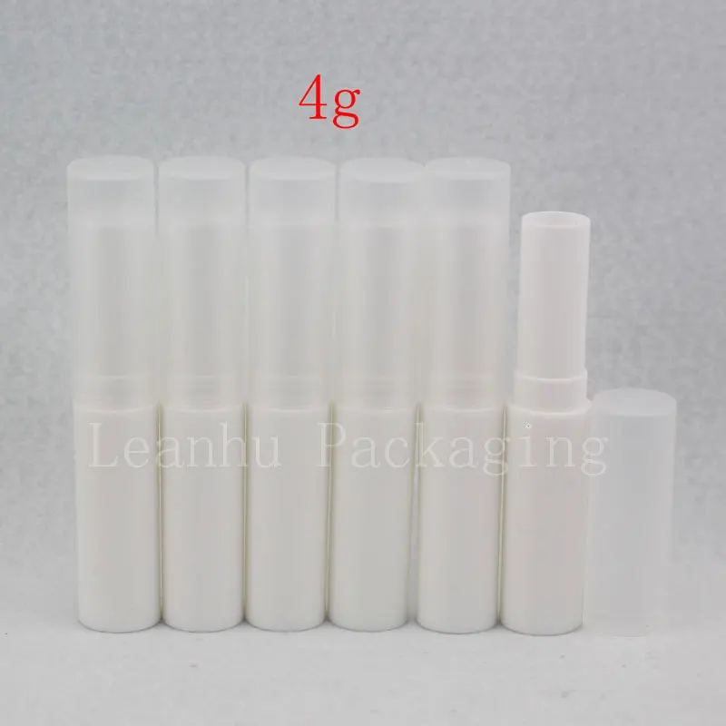 4g white empty cute lip balm containers, lip balm tube tins,empty plastic lip gloss bottle for