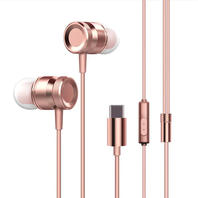 

Usb-C Wired Metal Earphone, Earbuds In-Line Control Headset For Xiaomi 6 Note 3 Mix 2 Letv Leeco Le 2 3 Smartisan Pro Pro 2