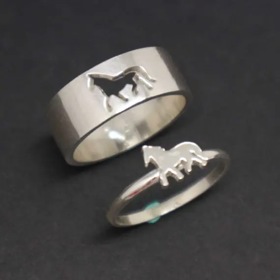 

Horse Couple Set Promise Ring Horse Jewelry His and Her Horse Ring Horse Lovers Gift Jewelry YLQ6412