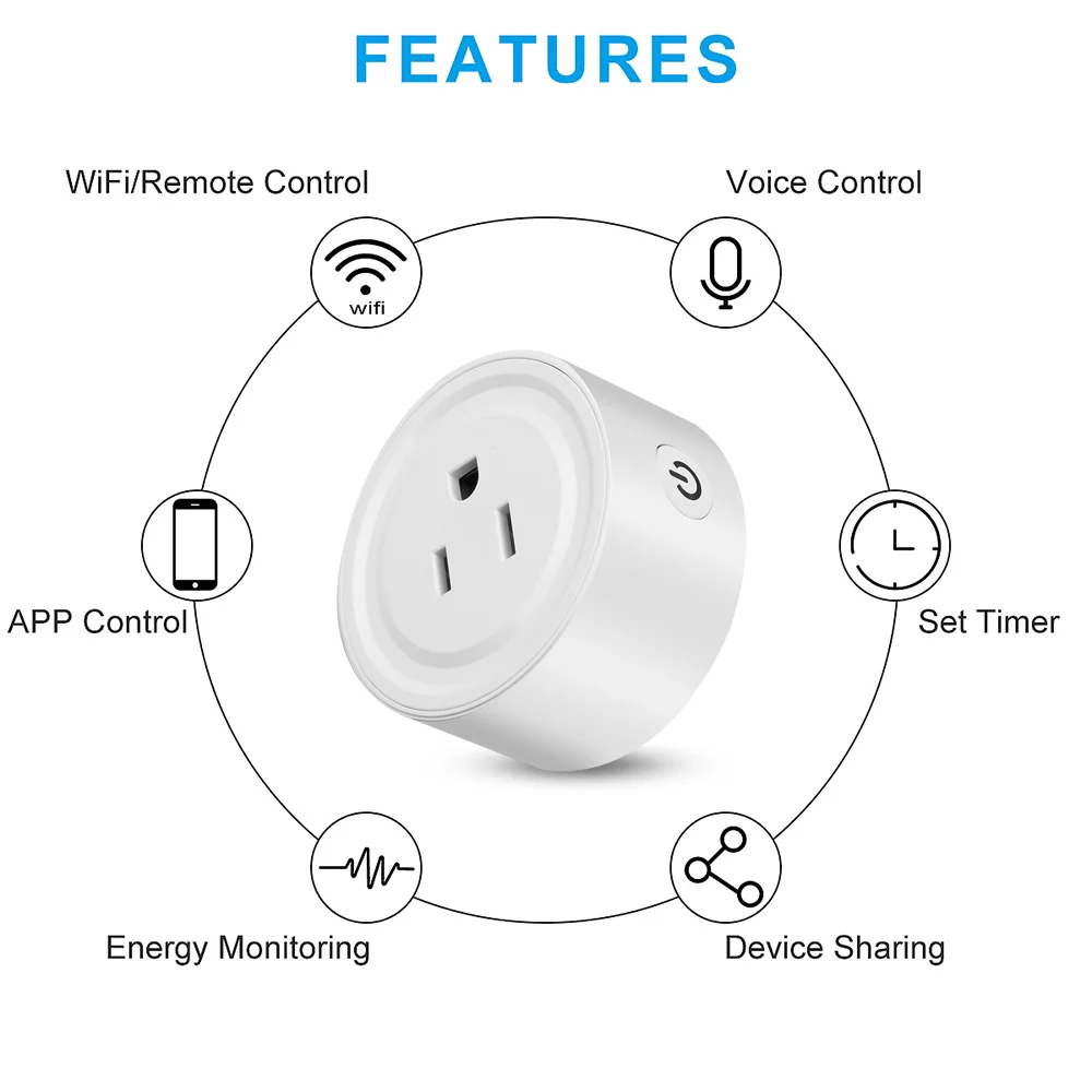 KEBIDU US UK EU Smart Plug, Wi-Fi пульт дистанционного управления работает с для дома синхронизации вкл/выкл умная мощность дома электрическая мини-розетка