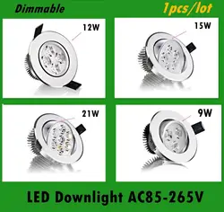 1 шт./лот LED Светильники 9 Вт 12 Вт 15 Вт 21 Вт 110 В 220 В потолочное затемнения светильники CREE Лампы для мотоциклов Светодиодная лампа потолка