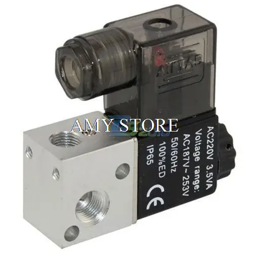 BSP Air 1/" DC 12 В/24 В AC 24 В/110 В/220 В 3 способа 2 положения пневматический Электрический электромагнитный клапан Алюминий 3V1-06