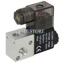 BSP Air 1/" DC 12 В/24 В AC 24 В/110 В/220 В 3 способа 2 положения пневматический Электрический электромагнитный клапан Алюминий 3V1-06