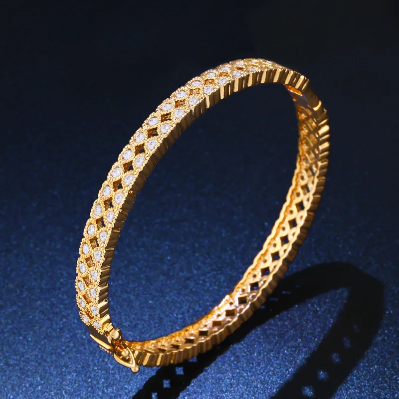 OCESRIO, роскошный бренд, золотой браслет, Женский кубический цирконий, проложенный, Свадебный Теннисный браслет, циркониевый бразильский женский браслет, brt-a80 - Окраска металла: Gold