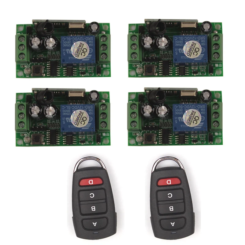 12V 4 Way Wireless Remote Switch Relay 4 Channel Relay Module 12V 433MHz315MHz Remote Control Garage Door Opener-2