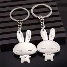 

New Cartoon Anime Couple Key Chain For Women Rabbit Swan Dolphin Key Ring Llaveros Jewelry Valentines Gift Lovers Souvenirs