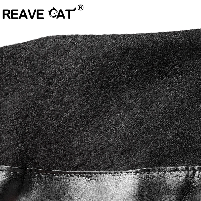 REAVE CAT/ Сапоги выше колена женские сапоги на среднем квадратном каблуке пикантные женские модные сапоги из эластичной ткани на молнии цвет черный, коричневый; A082