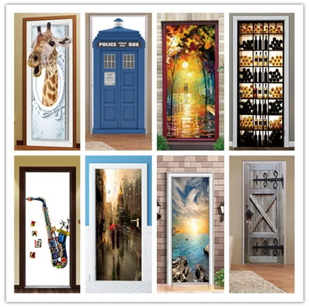

3D Door Sticker Door Wrap Wall Sticker Mural Wallpaper Poster Self Adhesive PVC Removable Waterproof Door Decal Home Decor