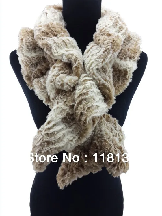 

Fashion Gradual Color Faux Fur Winter Twist Scarf Pull-through Neck Wrap W: 23CM L: 90~100CM , Free Shipping