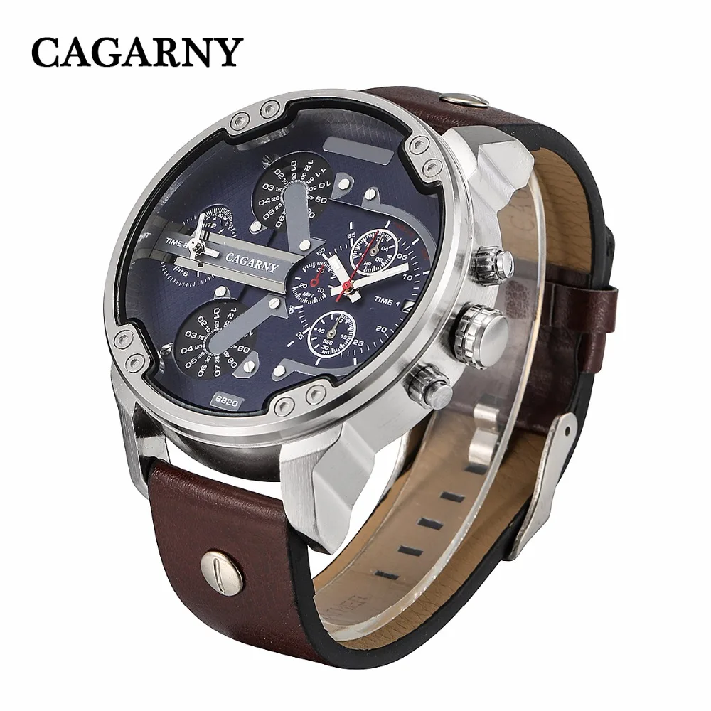 Cagarny мужские часы Топ бренд класса люкс черные кожаные кварцевые наручные часы мужские спортивные мужские часы мужские военные часы 6820