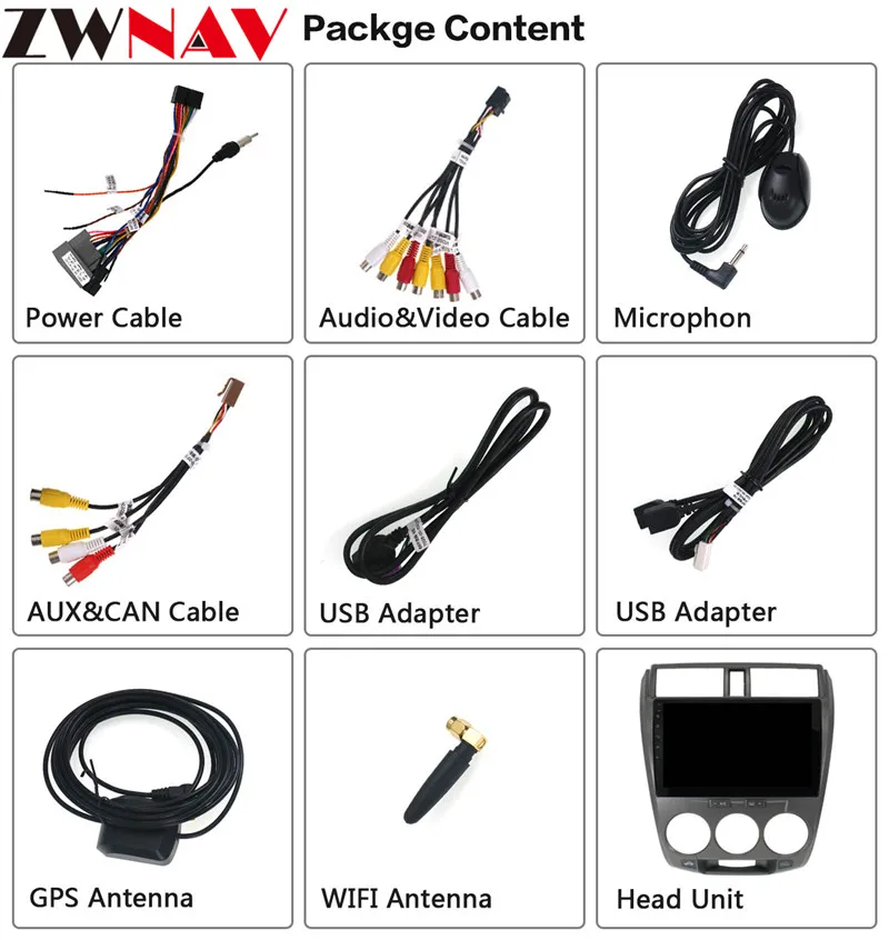 Top 10.2" Android 8.0 Car GPS Player IPS Screen 4G+32G for Honda City 2008-2012 Car Stereo Multimedia Bluetooth No DVD player Radio 15