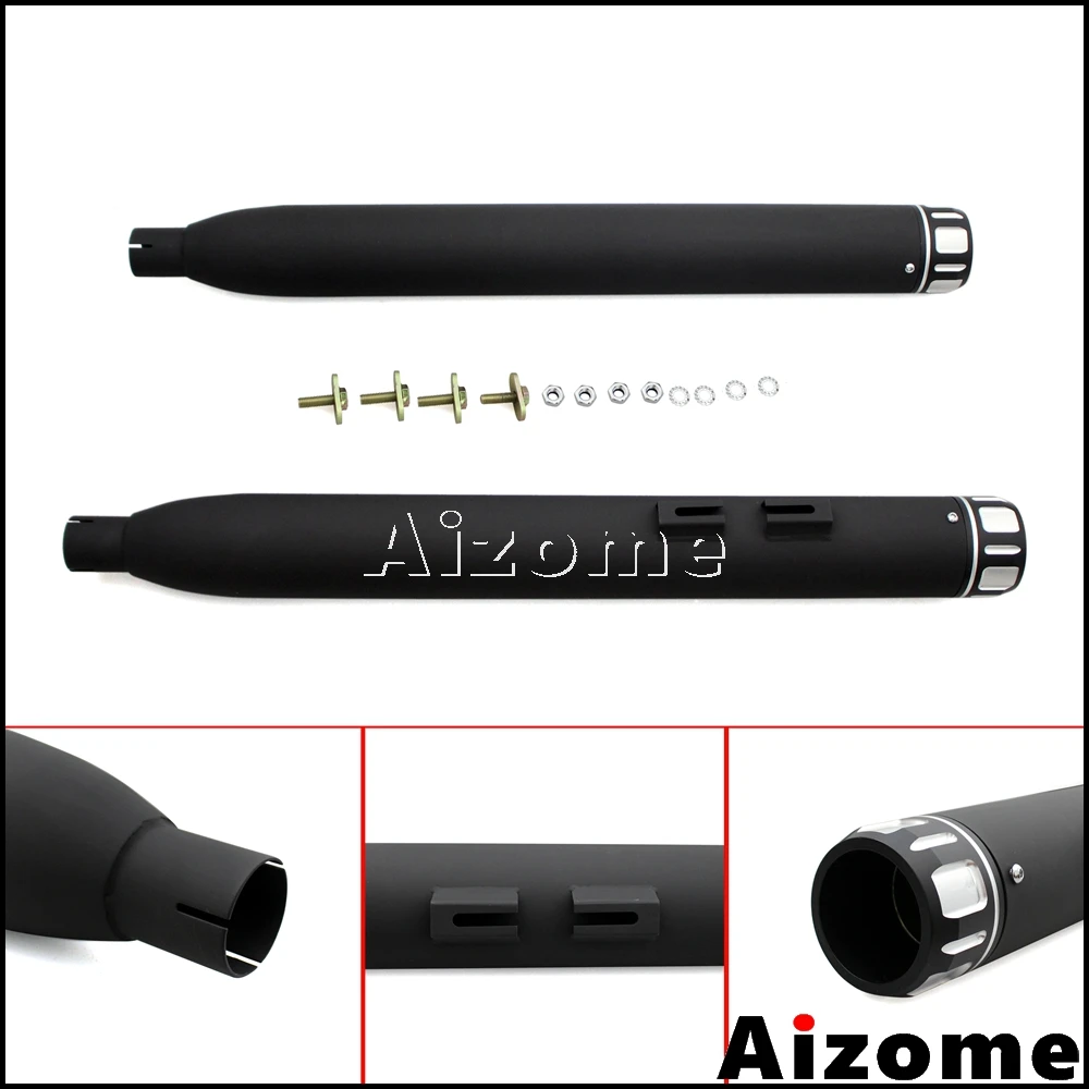 

Motorcycle Silencer 45mm Slip-On Mufflers Exhaust Pipes Black For Harley Touring Road King Street Road Glide '95-Later