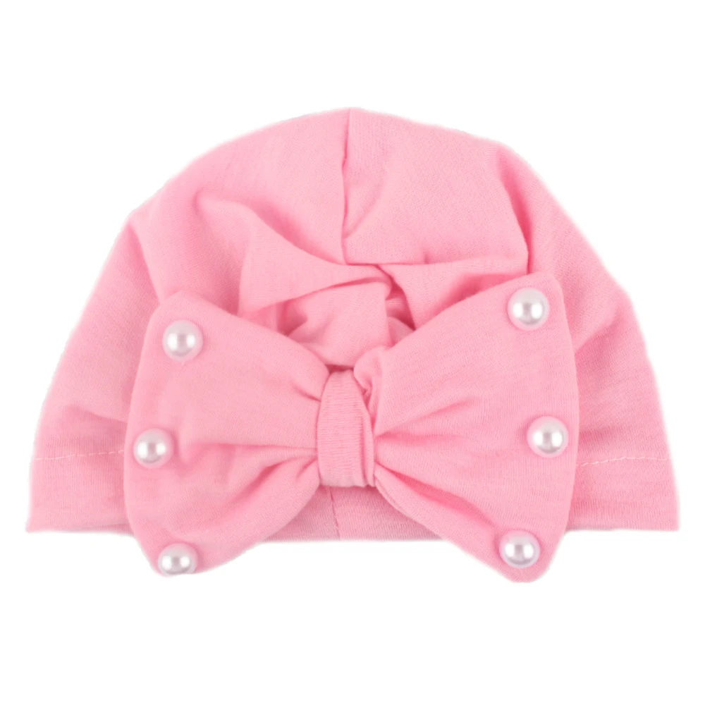 Детская головная повязка, однотонная хлопковая шапка-тюрбан для девочек, эластичная Шапка-бини Spandx, головной убор, Детские аксессуары для волос, тюрбан - Цвет: 02