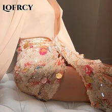 Mini Skirt With Shell Sequin Embellishmen Floral Glitter Shell Bodycon Short Skirts Womens Sexy club Wrap Mini Skirt for Lady