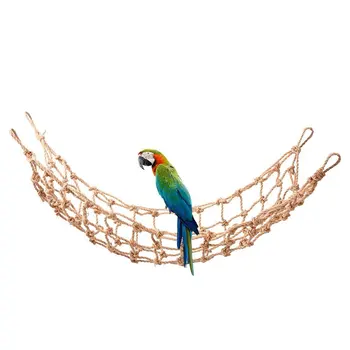 45x90cm Parrot Climbing Hemp Rope Bird Net Hanging Toy Cage ladder Perching Play Gym Stand Hammock Cockatoo African Budgies 2