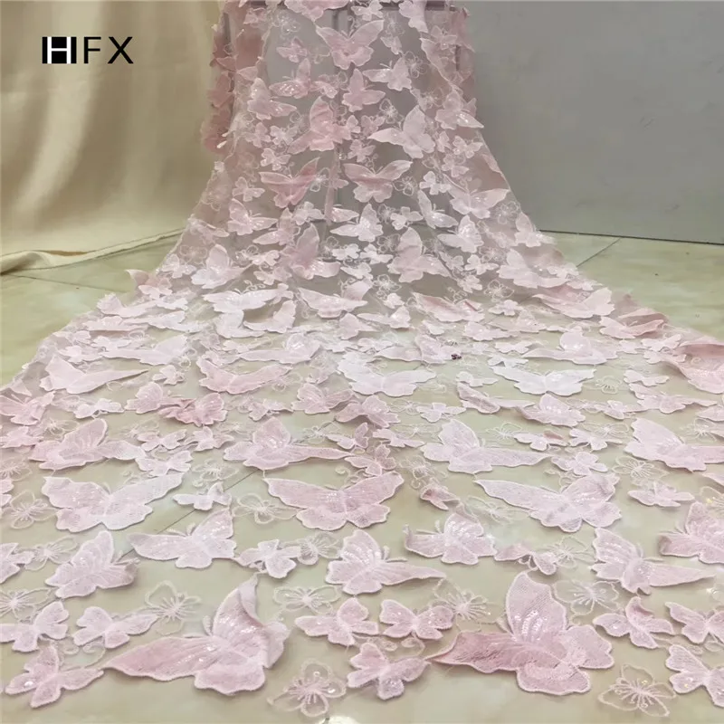 Модный дизайн красивая 3D вышивка бабочки африканская кружевная ткань с блестками, французские нигерийские кружева ткань для свадьбы