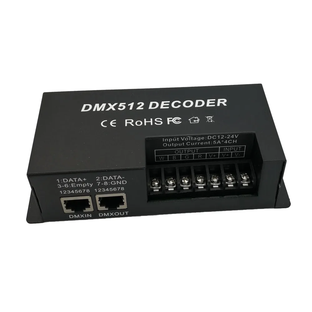 4 канала rgbw DMX декодер с RJ45 и XLR вилкой DMX512 диммер драйвер 20A для DC12 24V RGB RGBW