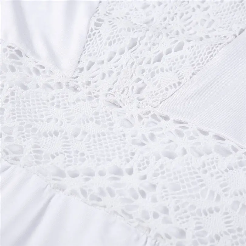 New Womens Summer Bohemian Sexy Sleeveless Lace Patchwork Solid Knee Length Women Dress Party Mini Dress #4F10 (6)