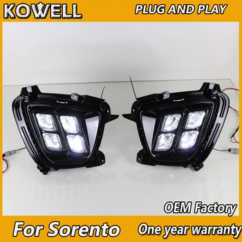 

KOWELL Car Styling For sorento LED DRL For sorento led fog lamps daytime running light High brightness guide LED DRL Four eye