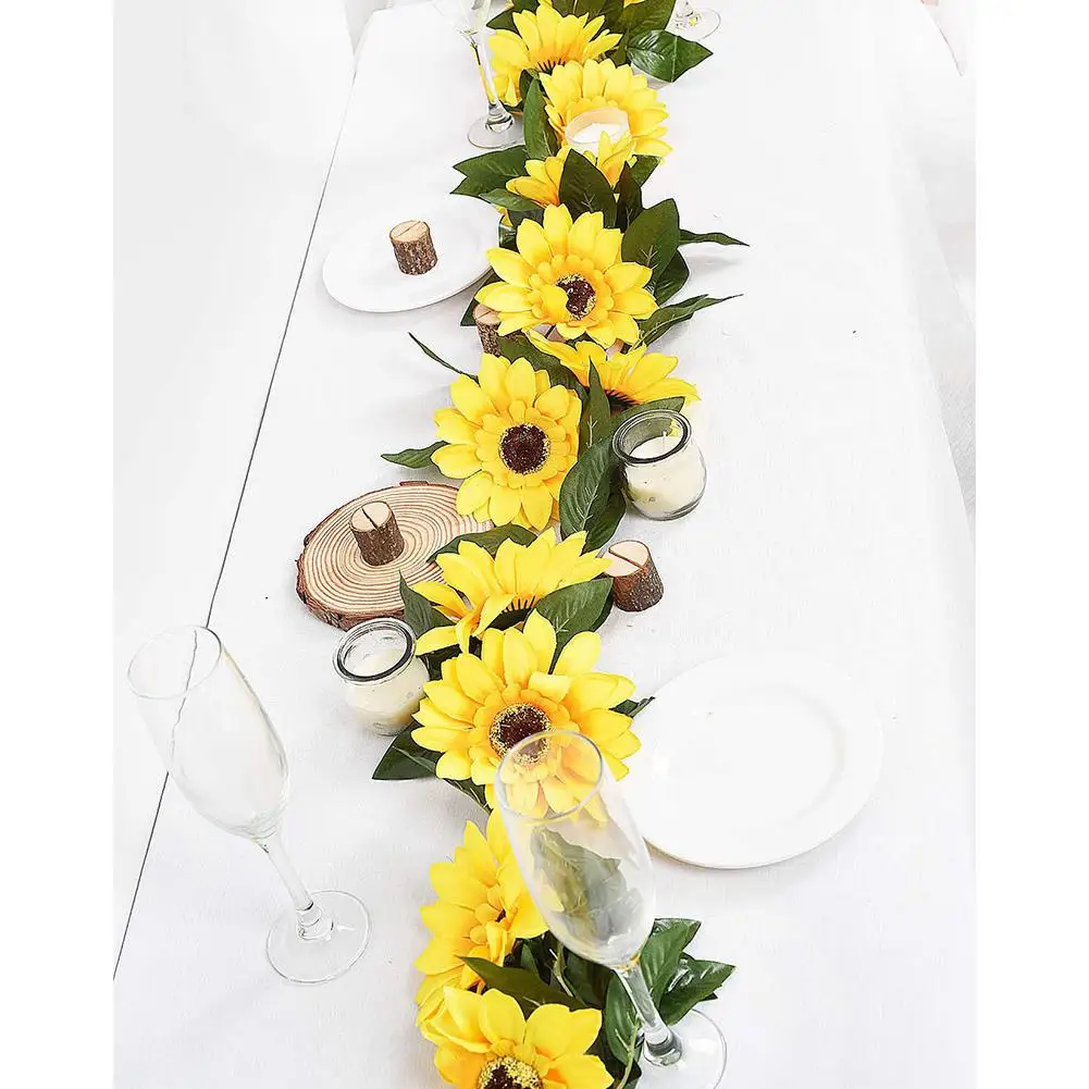 DSstyles 2 шт искусственный цветок подсолнуха ротанга с зелеными листьями для домашнего декора дома свадьбы
