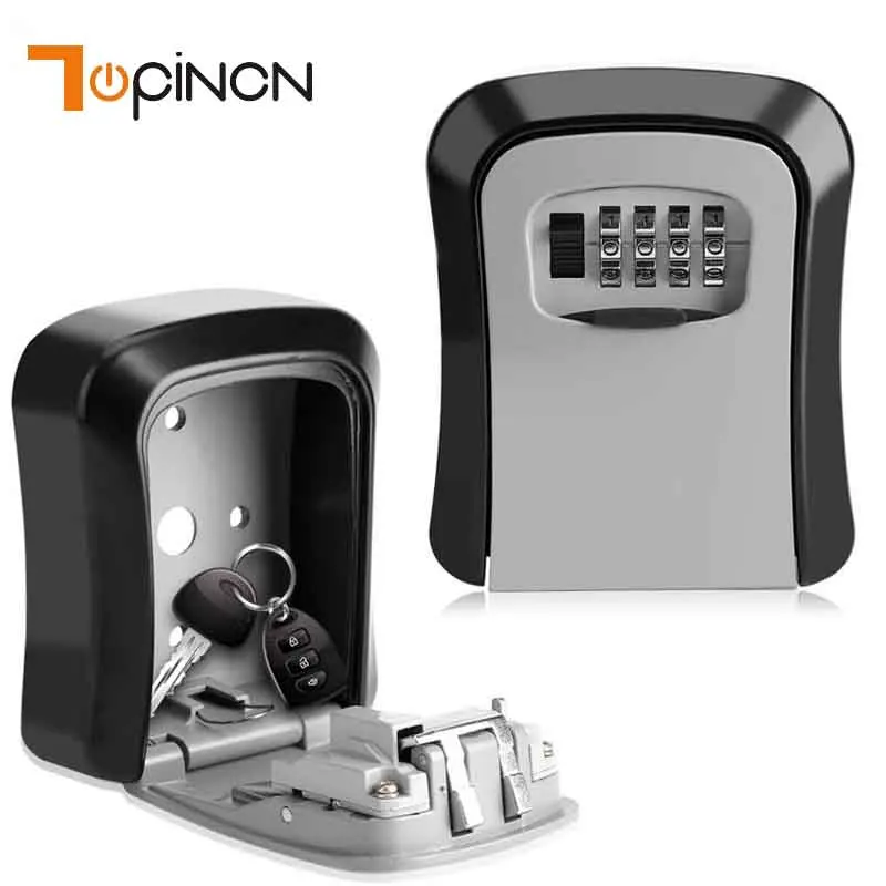 

4 Digit Metal Outdoor Safe Key Box Key Storage Organizer Box Security Storage Lock Box Outdoor Wall Mount Case Storage Tools