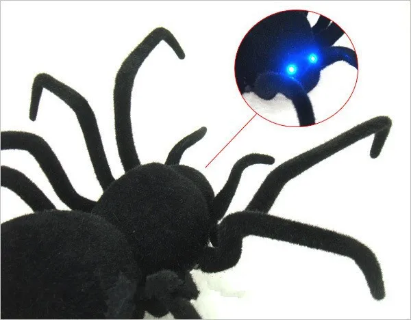 Electronic pet Remote Control Simulation tarantula Eyes Shine smart black Spider 4Ch Halloween RC Tricky Prank Scary Toy gift