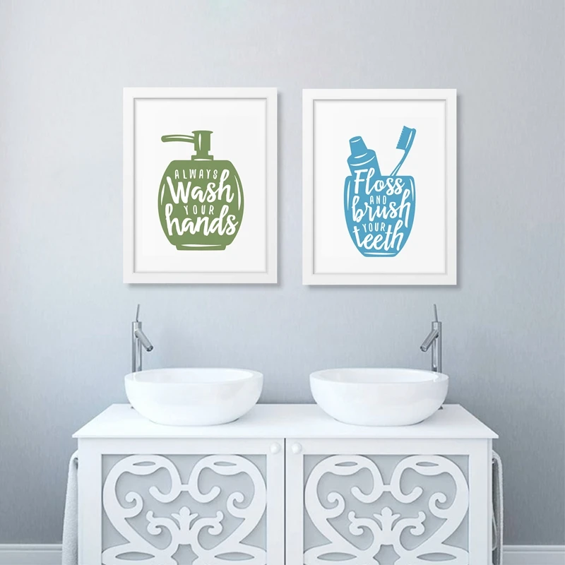 Bathroom related posters with quote Canvas Printsing Wash Your Hands