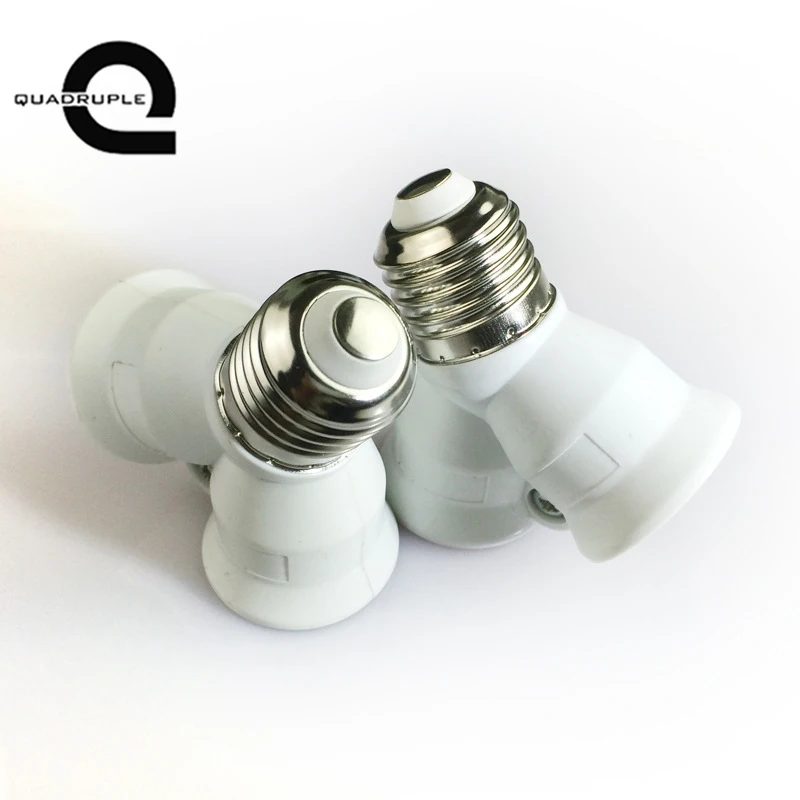 Quadurple Dual E27 Lamp Holder Bulb Holder Double Socket Base Expander