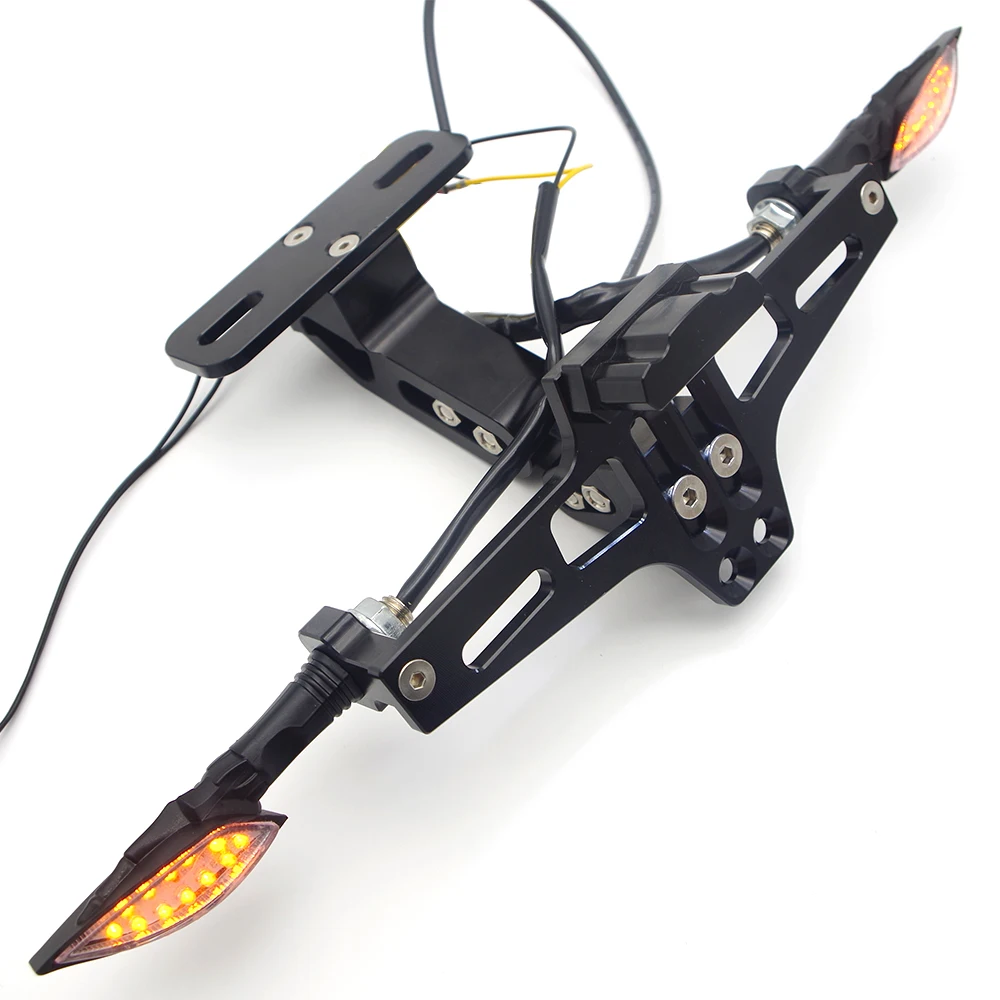 

Universal CNC Aluminum Motorcycle License Plate Bracket Holder With LED Light FOR yamaha xsr 700 mt 09 tracer ktm 790 duke 390