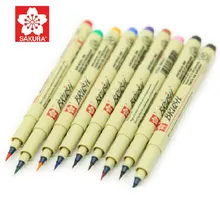 Сакура Pigma Micron тонкая линия ручка Кисть мягкая Водонепроницаемая мультфильмы 9 цветов художественная поставка