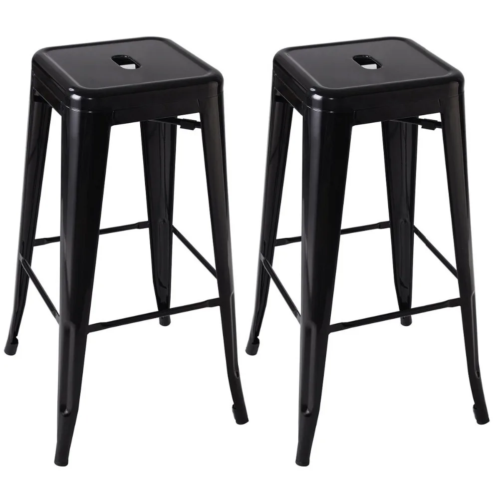 Set of 2 Metal Steel Bar Stools Vintage Antique Style Counter Bar Stool 5 Color HW50186