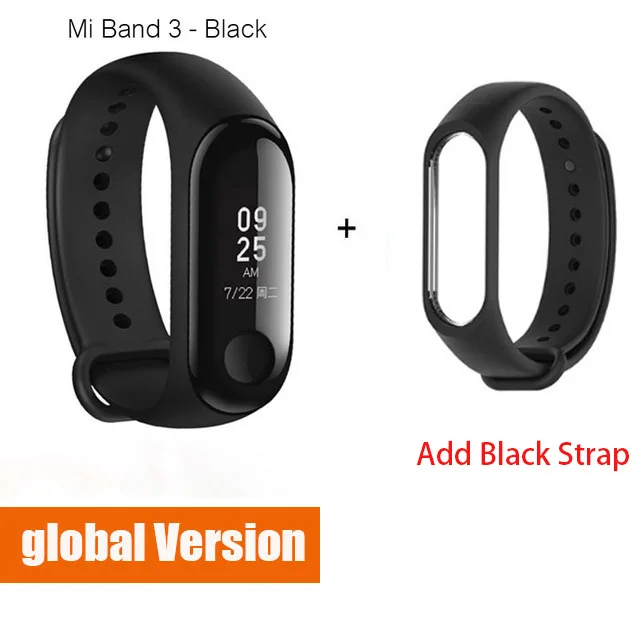 Origina Xiaomi mi Band 3 умный Браслет фитнес-браслет большой сенсорный экран OLED частота сердечных сокращений сообщения Smartband mi Band F2 - Цвет: Global add Black