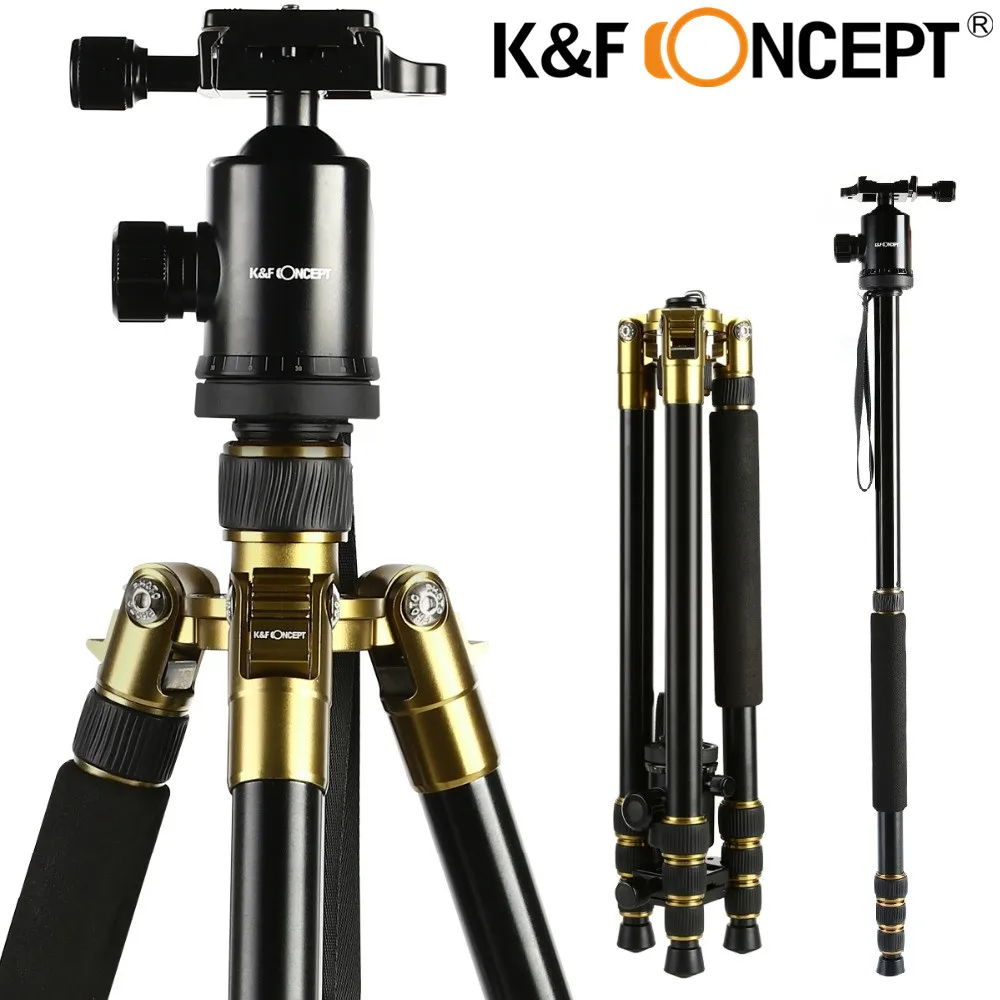 

K&F CONCEPT Camera Tripod TM2534 Portable 4-Sections Travel Tripod Monopod Kit+ Ball Head Universal for Nikon/Canon/Sony DSLR