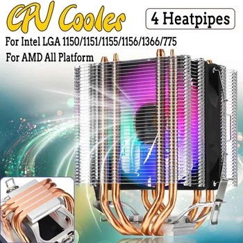

Dual Tower RGB CPU Cooler 4 Copper Heatpipe Heat Sink 4 pin Quiet Cooling Fan For Intel LAG 1155 1156 775 For AMD Socket AM3/AM2