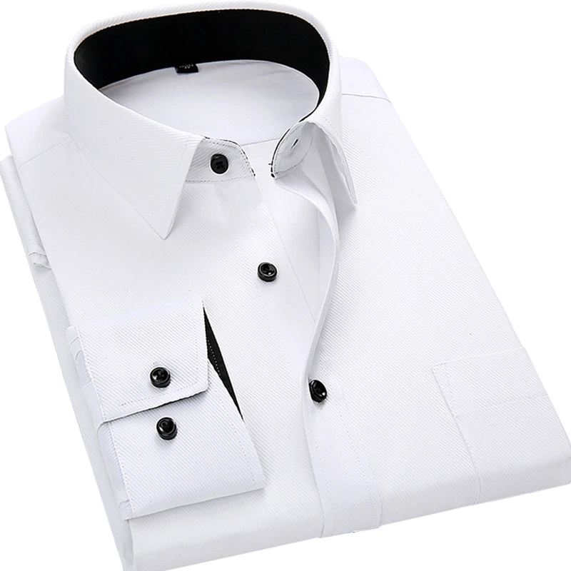 Новинка года для мужчин рубашка с длинными рукавами Slim Fit Стиль Дизайн однотонный деловой Повседневное платье мужской социальной Брен