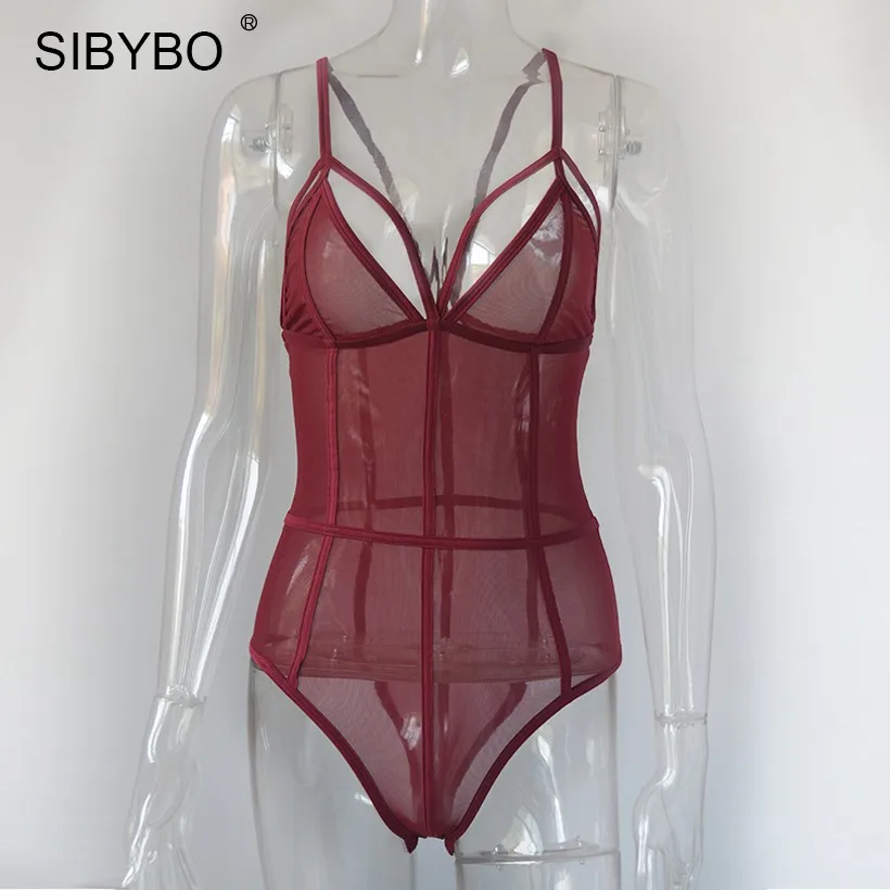 Sibybo, летнее Сетчатое кружевное Женское боди без рукавов, сексуальные черные облегающие комбинезоны, цельные топы, женские комбинезоны, комбинезон Combinaison