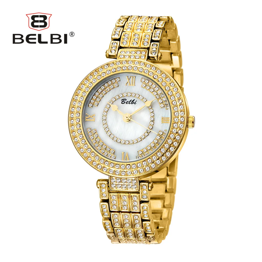 

BELBI Ladies Gemstone Watches Luxury Diamond Case with Fashion Analog Display for Women Wrist Watch China Quartz Female Watch