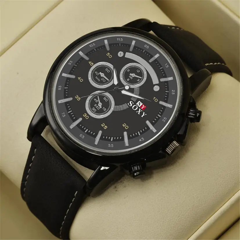 

Fast sending Large Dial Military Quartz Men Watch men's Date Watch Sport Leather Military Analog-Quartz Wrist Watch Dropship