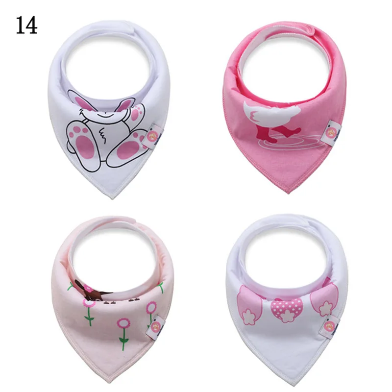 4pcset Reusable Cotton Baby Bibs Burp Cloth Print Triangle Newborn Infant Bibs Babador Bandana Baby Stuff for Baby Boy Girl